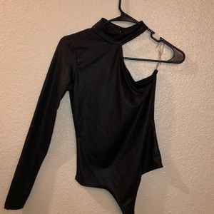 Agaci Leather One Shoulder Bodysuit